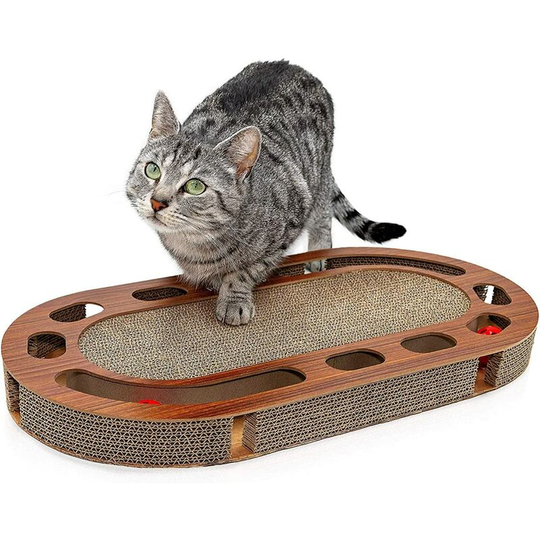 Modou - Cat Playpen - Interactive Cat Toy / Corrugated Cat Scratch Board - Scratch Board - Cat Toy with Ball and Catnip