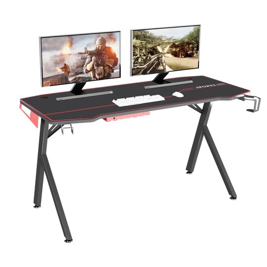 Desk with Waterproof Mouse Pad, Headphone Holder and Base Box
