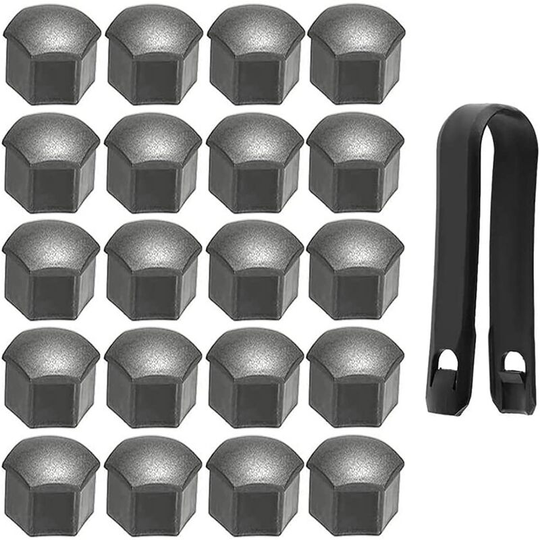 20 Pieces 17mm Wheel Nut Caps, Wheel Bolt Nut Caps, Hex Tire Nut Covers with Removal Tool Set, Matte Gray