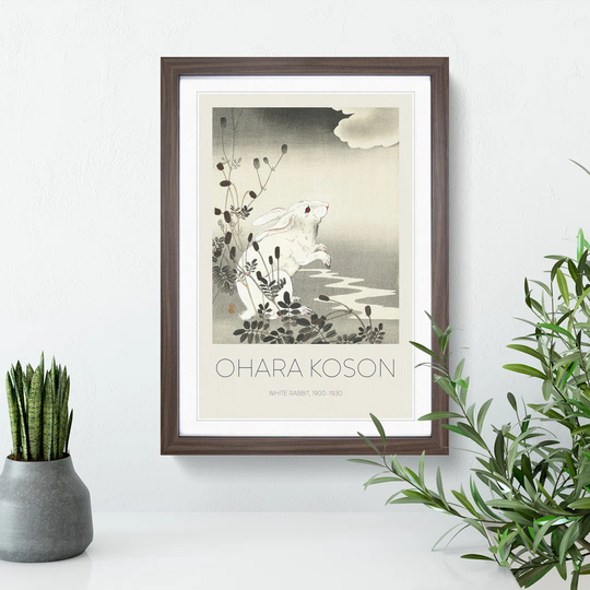 Rabbit at Full Moon Print by Ohara Koson - Picture Frame Painting