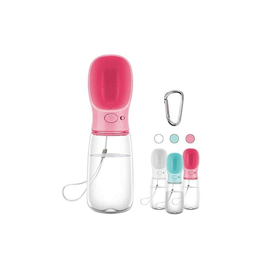 Rhafayre - Pink Portable Dog Water Bottle, 350/550ml Food Grade Antibacterial Travel Water Bottle for Dog and Cat, Outdoor Pet Drinking Water