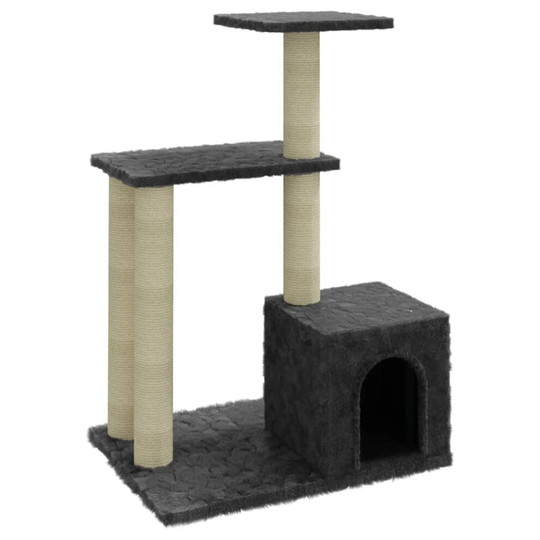 (dark grey) vidaXL Cat Tree with Sisal Scratching Posts Dark Grey 71 cm Cat Playhouse