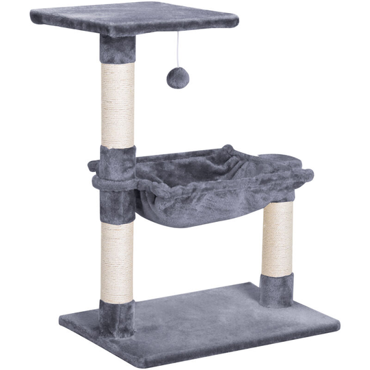 Cat Activity Tree Kitten Play Tower Palace Two-Tier Scratching Grey - Grey - Pawhut