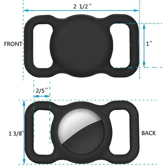 Airtag Dog Collar Holder (2 Pack) Compatible with Apple Airtag Cat Collar Holder, Pet Collar Air Tag Holder, gps Tracker Air Tag Case ( black*dark