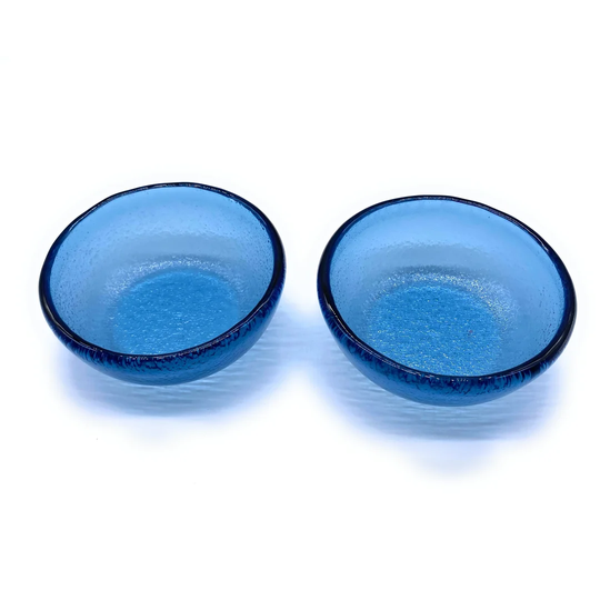 Glass Bowls For Nuts And Snacks (Transparent Blue) - Set Of Two