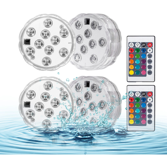 Asupermall - 4PCS Submersible led Lights with Remotes rgb 16 Colors Waterproof Pond Lights Underwater Lights for Swimming Pool Hot Tub Party Vase