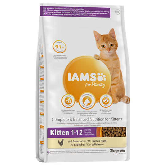 IAMS for Vitality Kitten Fresh Chicken Dry Cat Food - 3kg