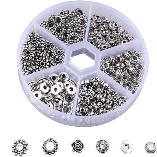 300 Pcs Spacer Beads Antique Tibetan Beads Rondelle Metal Beads Spacer Beads for DIY Jewelry Necklace Bracelet Earring Making Accessories