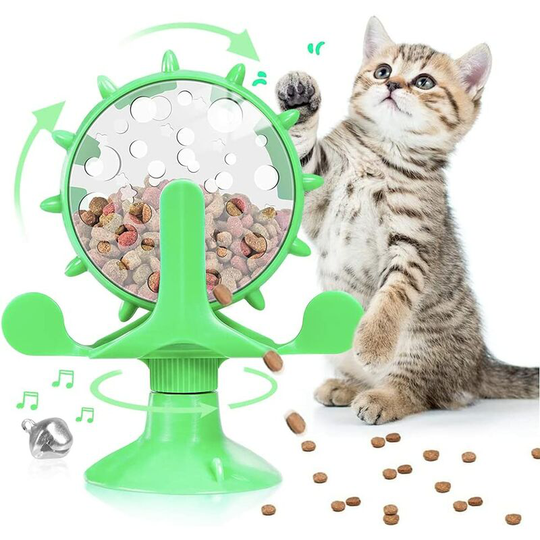 Cat Windmill, Windmill Cat Toy, Whirling Toy, Interactive Cat Toy, Cat Kibble Dispenser Toy Used for Indoor Interactive Cat Toys, Green