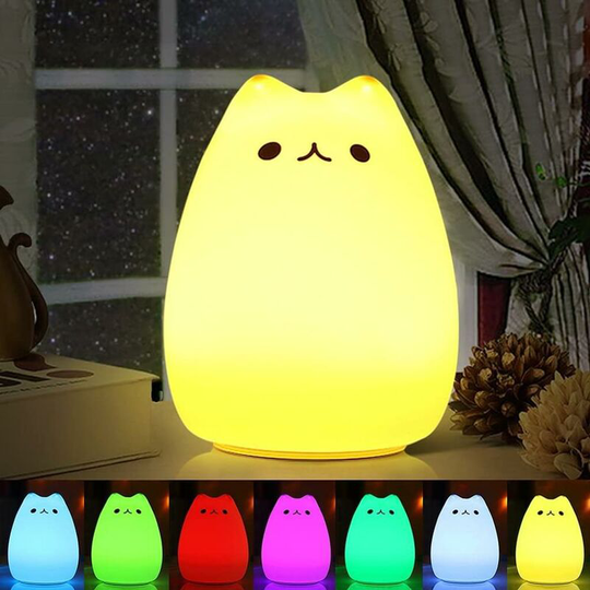 Cute cat baby night light, portable silicone animal lights, for children