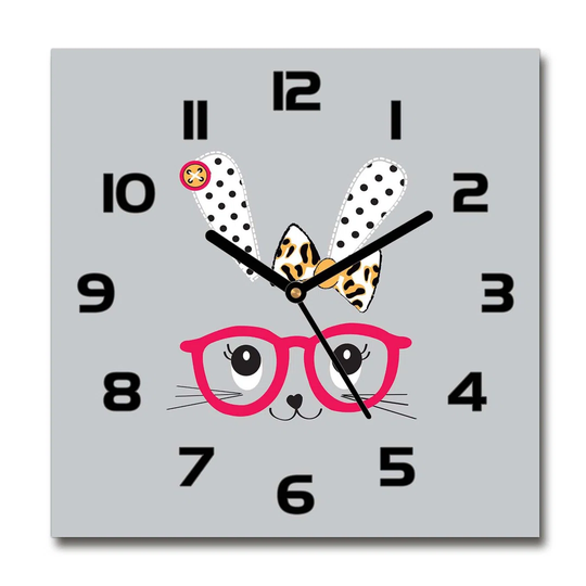 Rabbit with Glasses Silent Wall Clock