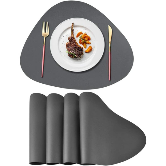 Rhafayre - Double pu Leather Placemat 41*34cm, Waterproof Wipeable Anti-Slip Triangle Table Mat, Heat Insulation for Indoor Kitchen Dining Table
