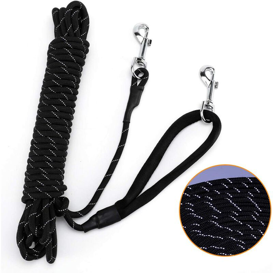 Rhafayre - 5m Dog Lanyard, Reflective Training Rope Lanyard, Nylon Tether Lanyard for Small/Medium/Large Dogs - Black