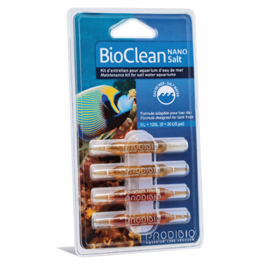 (4 Nano Vials) PRODIBIO BIO CLEAN SALTWATER (naturally cleans Your Aquarium)