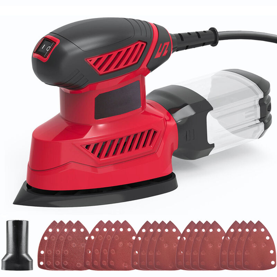 130W Mouse Sander,Compact Electric Sander,FL118A With 20 Sheets Of Sandpaper - Meterk