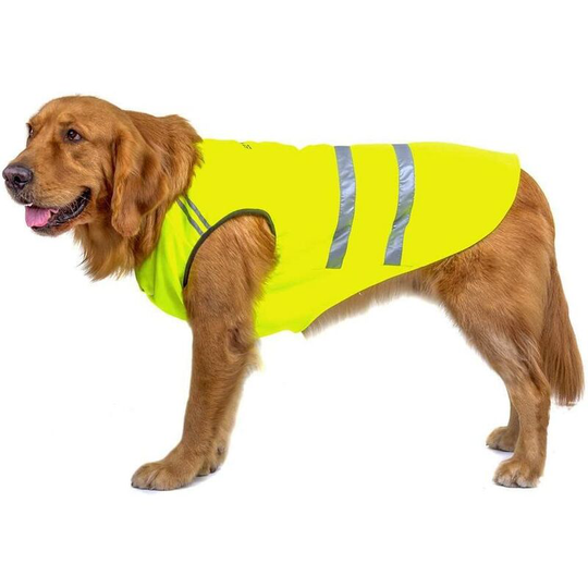 Safety Vests Dog Coat Reflective Thickening Comfortable Cloth The Elastic Collar Green Yellow 3XL (Back Length 50cm, Chest 60-70cm)