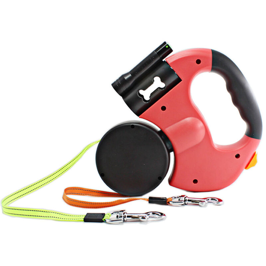 Pet Supplies Automatic Retractable One Tow Two Double Head Traction Leash Dog Walking Leash,model:Red