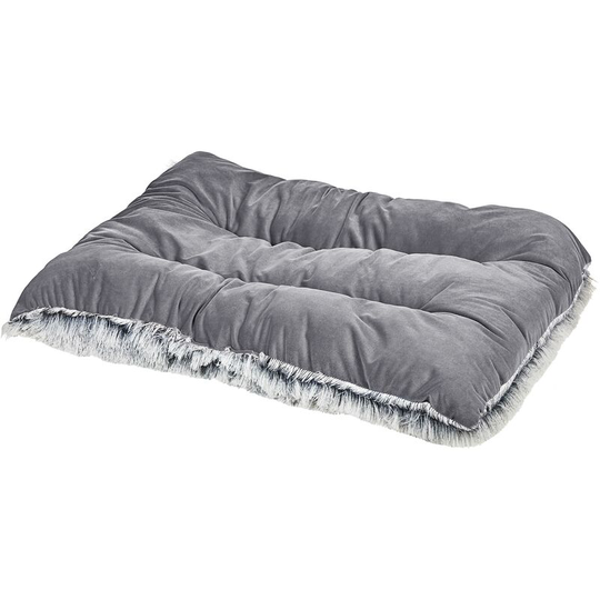 Modern Plush Pet Dog Bed Velvet Polyester with Tassels 90 x 60 cm Grey Ergani - Grey