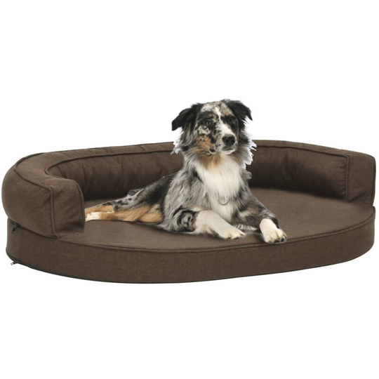 Ergonomic Dog Bed Mattress 75x53 cm Linen Look Brown
