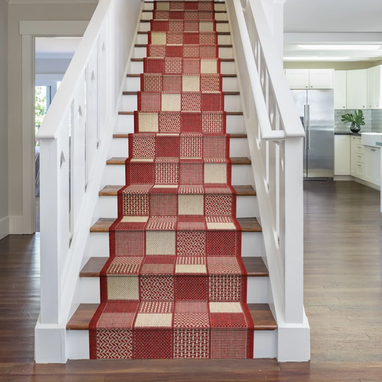 Abrahams Flatweave Red Stair Runner Rug