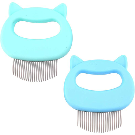 2 Piece Cat Hair Grooming Combs, Massage Brush Grooming Tool for Cat Hair Remover (Green, Blue) - Litzee