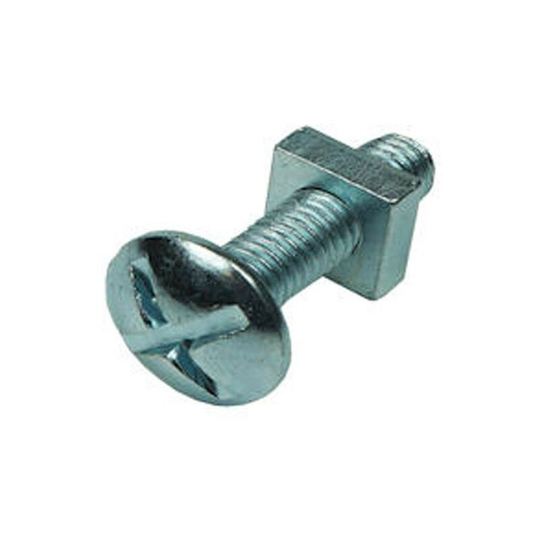 M6 x 16mm Roofing Bolt & Nut - Pack of 25 - Silver - Unifix
