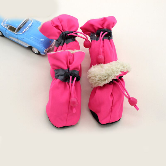 Dog Shoes, Warm and Comfortable Winter Boots, Soft Sole, Non-Slip Sneakers with Reflective Strips, for Small Dogs (Size 2 3x4cm, Pink)