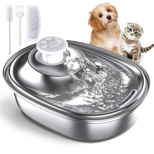 Thsinde - Cat Water Fountain, Stainless Steel Cat and Dog Water Fountain, 2.5L Ultra Quiet Dog Water Fountain with Filters Cat Water Fountain