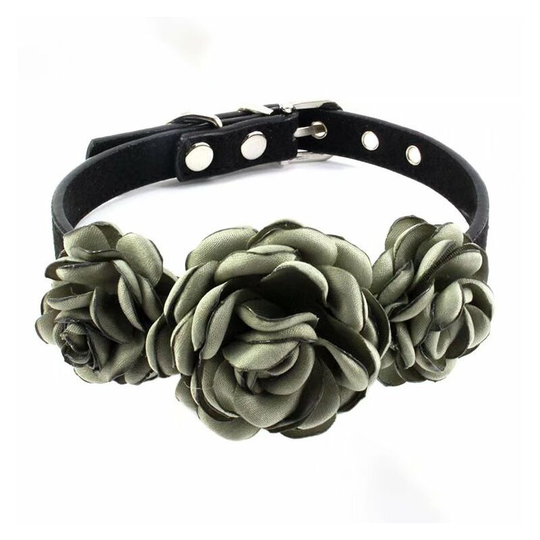 Denuotop - Classic Pet Collars Flower Dog Cat Collar - Pet Grooming Collar with Puppy Wedding Party Cat Costume Outfits Adjustable Collar (Olive