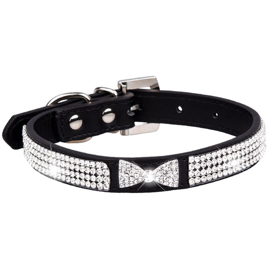 Piece Set Rhinestone Dog Collar Pet Collar With Pink Bow