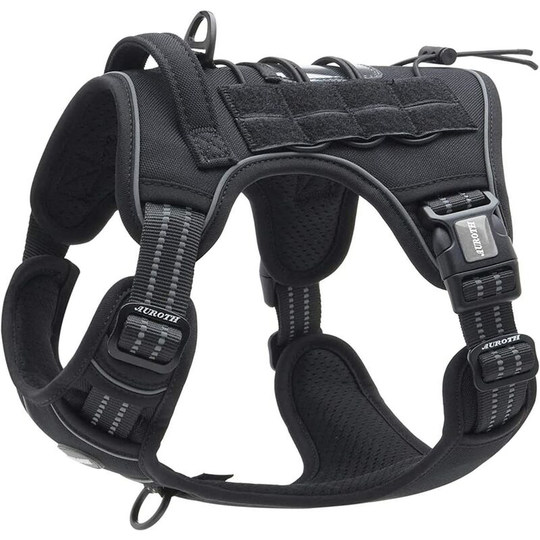 FVO - Anti Pull Dog Harness, Tactical Dog Harness Breathable Adjustable Easy to Put on for Medium Large Dog, Durable Reflective Vest, Military
