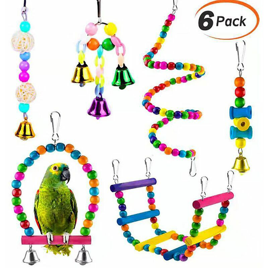 Monly - Combination Parrot Toy Set 6 Piece Bird Toy Set