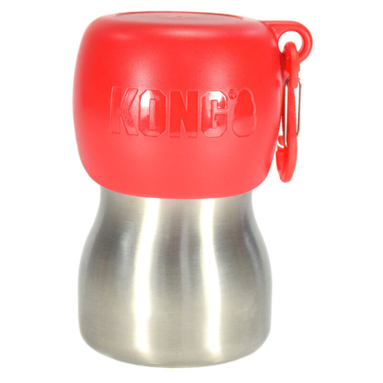 Kong - H2O Stainless Steel Dog Water Bottle (280ml) (Red) - Red