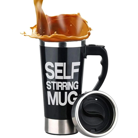 Coffee Stirring Mixing Cup Self Stirring Mug Portable Lazy Auto Mixing Tea Coffee Cup Perfect for Office Home Outdoor Gift 450ml, A008A Black