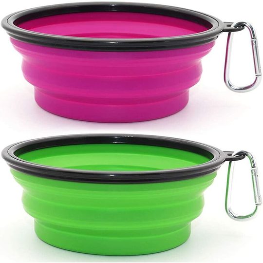 2 Pieces Portable Dog Bowl Collapsible Dog Bowl,Travel Dog Bowls and Cat Bowls (1000ml, Purple and Green)