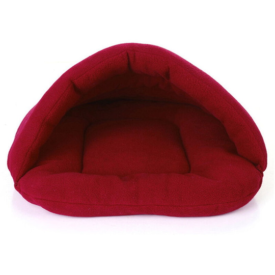 Pet Cat Puppy Sleeping Bag Warm Soft Dog Bed Cuddler House Pet Nest Cuddle Cave Dog Bed Sleeping Cushion for Pets (wine red-L)