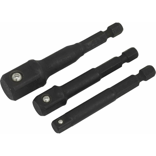3 pack - 1/4' Hex Chuck to impact Socket Adapters - Power Drill Square Driver