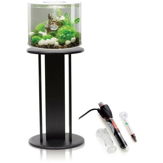 Biorb - Tube 15L Aquarium White With mcr led Lighting, Black Stand and Heater Pack