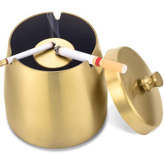 Perle Raregb - Rare pearl ashtray for cover with cover large stainless steel wind design ashtray for outdoor and indoor table ashtray with non-slip