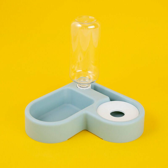 Monly - 2 in 1 Fountain Dispenser Automatic Pet Fountain Anti-Overflow Water and Food Plaster for Cat/Dog Shellfish Drinking Bowl (Blue)
