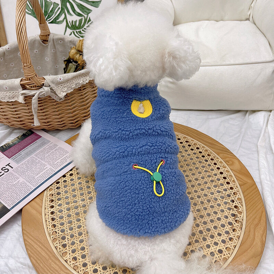 Pet clothes autumn and winter new double-sided lamb fleece bump vest teddy bichon dog thickened coat m (chest 36', neck 26', back 26' for weight 5-6