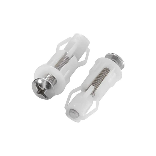 2 toilet lid screws, nylon, with upper fixing nuts