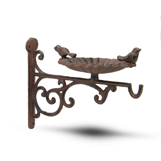 Iron Bird Bath & Feeder Garden Decor Wall Mounted Birdbath M&W