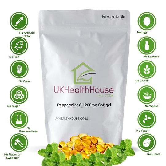 Peppermint Oil Softgels - 200mg Capsules - 240 - Healthy Digestion