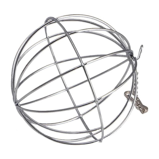 Chew Toys, Hollow Sphere Rabbit Stainless Steel Wire Feeder Pet Toy Ball with Chain Hook - Silver