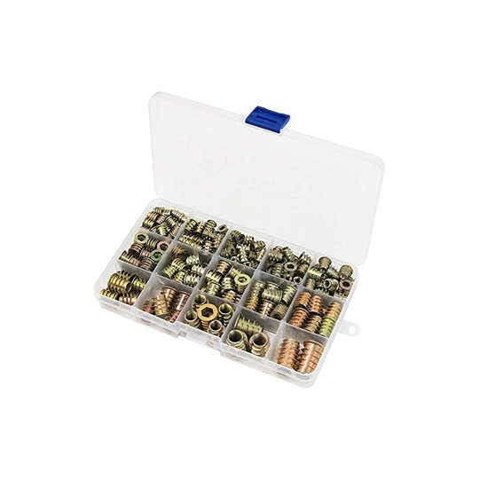 Heguyey - M4 M5 M6 M8 M10 Hex Nuts with Threaded Inserts, Zinc Alloy Hexagon Threaded Insert Nuts for Wooden Furniture Nuts Tool Kit