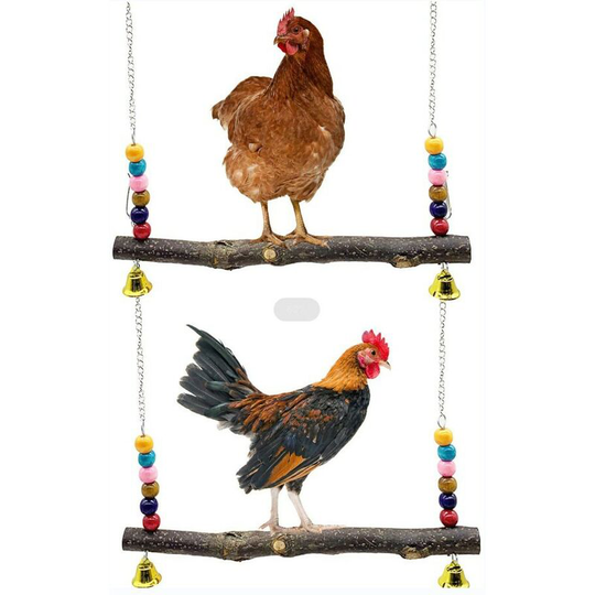 Set of 2 Natural Wooden Chicken Swing Toys, Chicken Wooden Stand Toy, Chicken Coop Accessories, Chicken Parakeet Swing Toy for Chicken Hens,