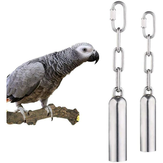 2pcs Parrot Stainless Steel Bell Toy, Stainless Steel Bell Toy with Soft Sound for African Macaw Parrot