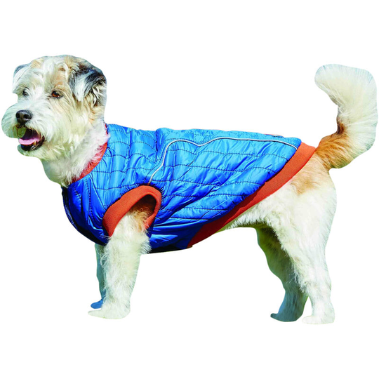 Puffer Dog Coat (60cm) (Blue/Flame) - Blue/Flame - Weatherbeeta