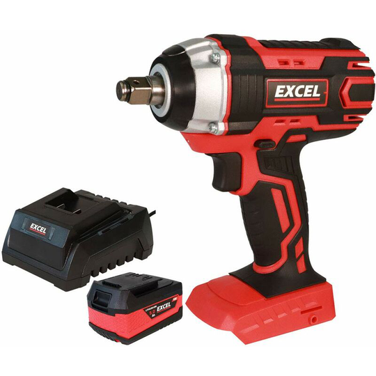 18V Cordless Impact Wrench 1/2' with 1 x 5.0Ah Battery & Charger:18V - Excel